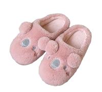 ZNEL Hausschuhe Damen Herren Pantoffeln Baumwolle Plüsch Wärme Weiche Herbst Und Winter Kuschelige Netter Koala-Cartoon Tiere Bequem rutschfeste Home Slippers,Rosa,36~37