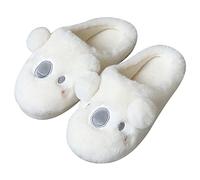 ZNEL Hausschuhe Damen Herren Pantoffeln Baumwolle Plüsch Wärme Weiche Herbst Und Winter Kuschelige Netter Koala-Cartoon Tiere Bequem rutschfeste Home Slippers,Weiß,40~41