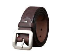 ZNEL Herren Damen Gürtel Aus Echtem Rindsleder - Langlebige Edelstahl Quadrat Schnalle - 5mm Dicker Ledergürtel Vielseitiger Vintage Stil Für Jeans(130cm/51, Coffee)