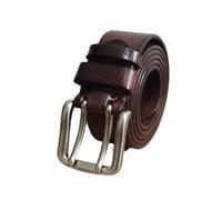 ZNEL Herren Damen Ledergürtel Doppeldorn, Jeansgürtel Doppel ösen Echtleder Vintage Look Doppelpin Taille Gürtel Für Kleidung(115cm/45, Coffee)