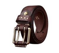 ZNEL Herren-Gürtel aus Echtleder Vintage Gealtert mit Doppeldorn Schnalle, Doppel-Loch ösen Taillengurt für Jeans & Freizeitmode(105cm/41, Coffee)