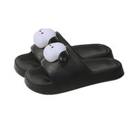 ZNEL Hundekopf Offene Zehen Pantoletten Für Frauen Männer, Tier Hauskissen-Hausschuhe Strandsandalen rutschfest Dicke Sohle Für Drinnen Und Draußen(36/37 EU, Black)