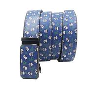 ZNEL Lustiger Gürtel Mit Automatischer Schnalle Und Panda Aufdruck | Stilvolles Graffiti-Design Aus Leder Riemen Für Die Freizeit(105cm/41, Blue)