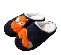 ZNEL Unisex Herren Damen Pantoffeln Niedliche Tiere Stricken Memory Foam Abrieb Hausschuhe rutschfest Pantoffel Indoor/Outdoor Sandale Mit Gummisohle (40/41 EU, Fox)