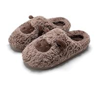ZNEL Unisex- Herren und Damen Cartoon niedlich und gemütlich weich Flauschigen Plüsch Cosy Schaf Hausschuhe Indoor/Outdoor rutschfeste Pantoffeln,Braun,42~43