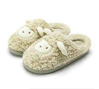 ZNEL Unisex- Herren und Damen Cartoon niedlich und gemütlich weich Flauschigen Plüsch Cosy Schaf Hausschuhe Indoor/Outdoor rutschfeste Pantoffeln,Grün,40~41