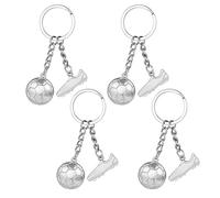 Zocipro 4 Stück Schlüsselanhänger Fussball Kinder Jungen,Auto Keychain Anhänger Deko Fussballschuh mit O-Ring,Metall Fußball Anhänger Sportfan Schlüsselanhänger für Männer Jungen Frauen Geschenke