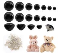 ZOCONE Häkeln Augen und Nase Set 70 Stück 10-30mm Schwarz Große Sicherheitsaugen für Häkelntiere 35 Stück Sicherheitsnasen Groß Knopfaugen Annähen Puppenaugen Häkeln Safety Eyes für DIY Häkelpuppen