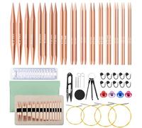 ZOCONE Stricknadeln Rundstricknadeln Set Austauschbar mit Tasche & Zubehör, 13 Paar Schwarz Aluminium Rundstricknadeln Auswechselbare 3,0-10 mm, Lang und Kurz Stricknadel Seile