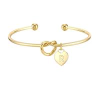 ZOERAY Armband Damen Gold Silber Wasserfest 18K Vergoldet Armreif Silber Knoten Armband mit Buchstaben Anhänger Herz Armbänder Armkette Schmuck Personalisierte Geschenke für Frauen Mädchen Freundin