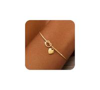 ZOERAY Armband Damen Gold Silber Wasserfest 18K Vergoldet Armreif Silber Knoten Armband mit Buchstaben Anhänger Herz Armbänder Armkette Schmuck Personalisierte Geschenke für Frauen Mädchen Freundin