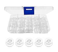 zoerbufan 20 Stück Spulen Nähmaschine Kunststoff mit Spulenbox, Unterfadenspulen für Gängige/Spule Nähmaschine, für Babylock Janome Kenmore Nadel (Transparent)