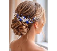 Zoestar Braut-Hochzeits-Haarkamm, Silber-Kristall-Kopfschmuck, Strass, Haarspangen, Schmuck, Perlen, Braut-Haarschmuck für Damen und Mädchen