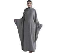 Zofocy Gebetskleidung für Frauen 2 Stück Abaya Muslim Damen mit Khimar Hijab Muslimische Robe einfarbige lose einteilige