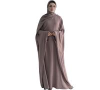 Zofocy Gebetskleidung für Frauen 2 Stück Abaya Muslim Damen mit Khimar Hijab Muslimische Robe einfarbige lose einteilige