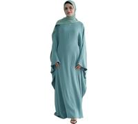 Zofocy Gebetskleidung für Frauen 2 Stück Abaya Muslim Damen mit Khimar Hijab Muslimische Robe einfarbige lose einteilige