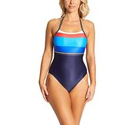 Zoggs Damen Badeanzug Pop Block T Back Eco Stoff Einteiler M Navy/Stripe