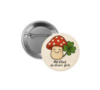 Zolavia Rund Dekorativ Ansteckbutton, Glückspilz Kleeblatt Motiv, Geschenk für Familie Freunde Kollegen, Anstecker für Jacke Tasche Rucksack, Outfit Accessoire (38mm, 1 Stück)