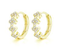 Zolkamery Creolen Silber 925, 925 Sterling Silber Welle/Kleeblatt/Geometrisch Creolen Ohrringe mit 5A Zirkonia, Hypoallergen Klein Kreolen, 16mm Neutral Schlafen Knorpel Ohrringe für Damen Mädchen