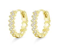 Zolkamery Creolen Silber 925, 925 Sterling Silber Welle/Kleeblatt/Geometrisch Creolen Ohrringe mit 5A Zirkonia, Hypoallergen Klein Kreolen, 16mm Neutral Schlafen Knorpel Ohrringe für Damen Mädchen