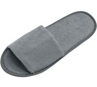 ZOLLNER 10 Paar Einwegslipper Gästehausschuh in grau - Frottierslipper für Reise, Spa, Sauna und Zuhause - rutschhemmende Sohle - offene Spitze - Einheitsgröße - Hotelqualität