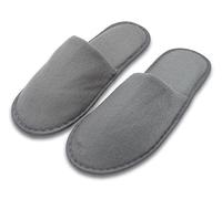ZOLLNER 10 Paar Einwegslipper Gästehausschuh in grau - Frottierslipper für Reise, Spa, Sauna und Zuhause - rutschhemmende Sohle - geschlossene Spitze - Einheitsgröße - Hotelqualität