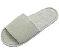 ZOLLNER 10 Paar Einwegslipper Gästehausschuh in hellgrau - Frottierslipper für Reise, Spa, Sauna und Zuhause - rutschhemmende Sohle - offene Spitze - Einheitsgröße - Hotelqualität