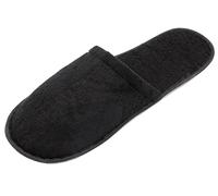 ZOLLNER 10 Paar Einwegslipper Gästehausschuh in schwarz - Frottierslipper für Reise, Spa, Sauna und Zuhause - rutschhemmende Sohle - geschlossene Spitze - Einheitsgröße - Hotelqualität