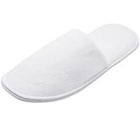 ZOLLNER 10 Paar Einwegslipper Gästehausschuh in weiß - Frottierslipper für Reise, Spa, Sauna und Zuhause - rutschhemmende Sohle - geschlossene Spitze - Einheitsgröße - Hotelqualität