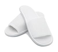 ZOLLNER 10 Paar Einwegslipper Gästehausschuh in weiß - Frottierslipper für Reise, Spa, Sauna und Zuhause - rutschhemmende Sohle - offene Spitze - Einheitsgröße - Hotelqualität