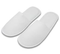 ZOLLNER 10 Paar Einwegslipper Gästehausschuh in weiß - Frottierslipper für Reise, Spa, Sauna und Zuhause - rutschhemmende Sohle - geschlossene Spitze - Einheitsgröße - Hotelqualität