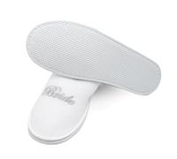 ZOLLNER 10 Paar Einwegslipper in weiß - Frottierslipper für Reise, Spa, Sauna - rutschhemmende Sohle - geschlossene Spitze - mit silberner Einstickung JGA - Einheitsgröße - Hotelqualität