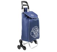 ZOLTA Einkaufswagen mit Treppensteiger Rädern 35L Einkaufstrolley Wasserdicht Blau klappbar Metallgestell Senioren Einkaufstasche abnehmbar waschbar stabil belastbar bis 15kg