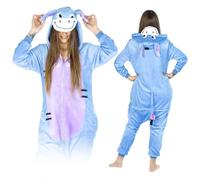 ZOLTA Jumpsuit Onesie für Damen und Herren - Sanft Kuschelig Unisex Pyjama - Warme Schlafanzug - Karneval Kostüm Damen oder Herren - Beliebte und Lustige Einhorn Motiv - Größe 168-178 cm (L) - Esel