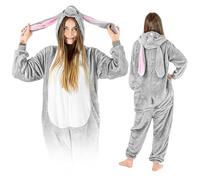 ZOLTA Jumpsuit Onesie für Damen und Herren - Sanft Kuschelig Unisex Pyjama - Warme Schlafanzug - Karneval Kostüm Damen oder Herren - Kostüm Tiermotiv