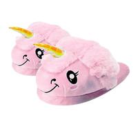 ZOLTA Plüsch Hausschuhe für Damen, Mädchen und Kinder - Pantoffeln Damen mit Tiere - Flauschige kuschel Slippers - Lustige, warme Puschen für Winter - ONE SIZE Größe 36-41 - Rosa Einhorn