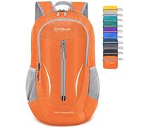 ZOMAKE 25L Faltbarer Rucksack Ultraleicht - Rucksack Damen Klein, Wanderrucksack Herren, Leichter Tagesrucksack & Trekkingrucksack, Wasserabweisend für Reisen, Camping und Outdoor (Orange)