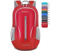 ZOMAKE 25L Faltbarer Rucksack Ultraleicht - Rucksack Damen Klein, Wanderrucksack Herren, Leichter Tagesrucksack & Trekkingrucksack, Wasserabweisend für Reisen, Camping und Outdoor (Rot)