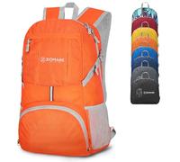 ZOMAKE 35 L Leicht Faltbarer Rucksack Packbare Backpacks, Kleiner Rucksäcke Wanderrucksack Wasserdicht für Damen Herren Outdoor Wandern (Orange)