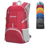 ZOMAKE 35L Leicht Faltbarer Rucksack Packbare Backpacks,Kleiner Rucksäcke Wanderrucksack Wasserdicht für Damen Herren Outdoor Wandern(Rot)