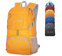 ZOMAKE 35L Leicht Faltbarer Rucksack Packbare Backpacks,Kleiner Rucksäcke Wanderrucksack Wasserdicht für Damen Herren Outdoor Wandern(Gelb)