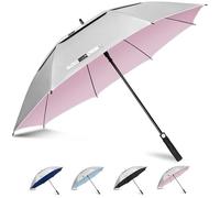 ZOMAKE 54 Inch Golf Regenschirm Sonnenschutz für UV,L Großer Winddicht Regenschirm Groß Upf 50 + Selbst öffnend Belüftet,Große Größe Golfschirm Sturmfest für Sonne und Regen(Silber Rosa)