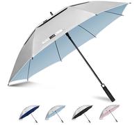 ZOMAKE 62 Inch Golf Regenschirm Sonnenschutz für UV,XL Großer Winddicht Regenschirm Groß Upf 50 + Selbst öffnend Belüftet,Große Größe Golfschirm Sturmfest für Sonne und Regen(Silber Hellblau)