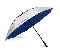ZOMAKE 62 Inches Golf Regenschirm Sonnenschutz für UV,XL Großer Winddicht Regenschirm Groß Upf 50+ Selbst Öffnend Belüftet,Große Größe Golfschirm Sturmfest für Sonne und Regen(Silber Marineblau)