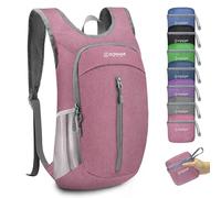 ZOMAKE Faltbarer Rucksack Klein Ultraleicht,10L Wanderrucksack Kleiner Leicht für Damen Herren,Reise Mini TagesrucksäCke Faltbar für Kinder und Jugendliche(Rosa)