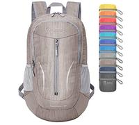 ZOMAKE Faltbarer Rucksack Leicht 25L,Kleiner Rucksäcke Wasserdicht Wanderrucksack Packable Backpack für Damen Herren Outdoor Wandern(Flach grau)