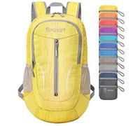 ZOMAKE Faltbarer Rucksack Leicht 25L-Kleiner Rucksäcke Wasserdicht Wanderrucksack Packable Backpack für Damen Herren Outdoor Wandern(Gelb)