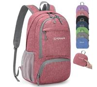 ZOMAKE Kleiner Leichter Rucksäcke 20L Faltbarer Rucksack für Sport Wandern Reisen und Städtetrips,Tagestasche für Damen Herren(Rosa)