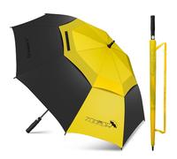 ZOMAKE Regenschirm Groß Sturmfest XL,Großer Golf Umbrella Automatik für Herren Damen Familie,Windfest Schirm Schwarz Stabil für 2 Personen(Schwarz&Gelb)