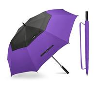 ZOMAKE Regenschirm Groß Sturmfest,XL Großer Golf Umbrella Sturmfester Automatik,Schirm Windfest Schwarz,Golfschirm Stabil für Herren Damen 2 Personen(Schwarz-Violett)